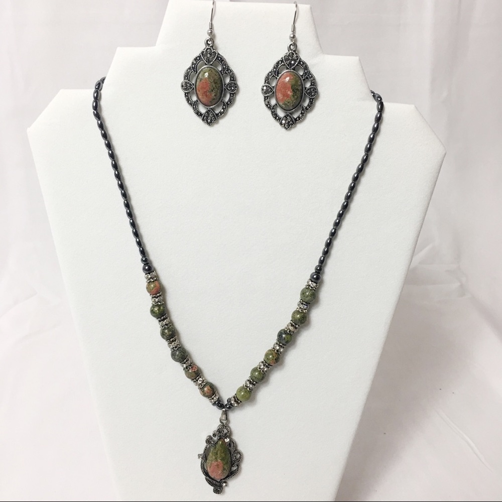 UNIKITE JASPER NECKLACE & EARRINGS SET